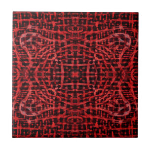 Black and red abstract pattern ceramic tile