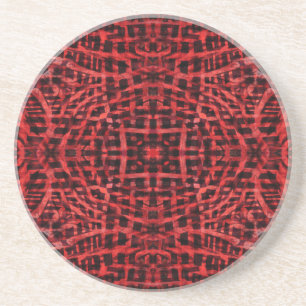 Black and red abstract pattern coaster