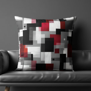 Black and Red Abstract Pattern Cushion
