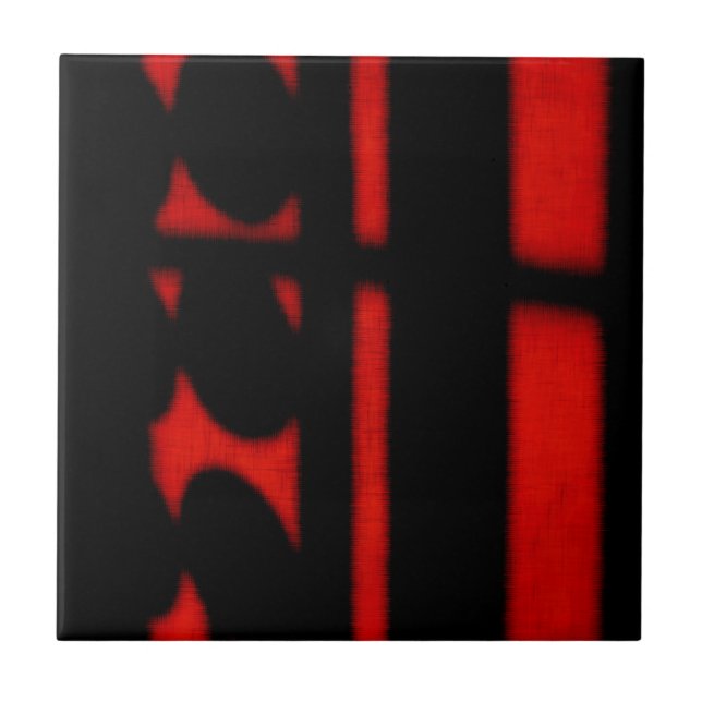 Black and Red Abstract Tile (Front)