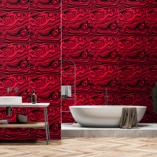 Black and Red Abstract Waves Custom Colours Wallpaper