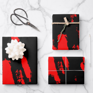 Black and Red Abstract Wrapping Paper Sheet