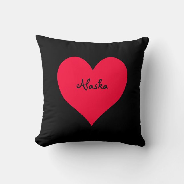 Black and Red Alaska Heart Cushion (Front)