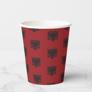 Black and Red Albanian Eagle Paper Cup