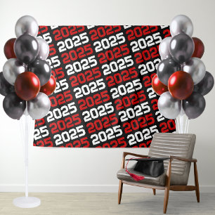 Black and Red ANY Class Year Graduation Backdrop Tapestry