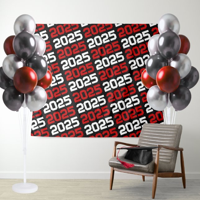 Black and Red ANY Class Year Graduation Backdrop Tapestry (Black and Red Repeating Class Year Background. Great for photo booths, display tables & more! )