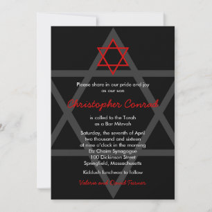 Black and Red Bar Mitzvah Invitation
