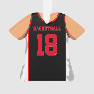 Black and Red Basketball Ornament