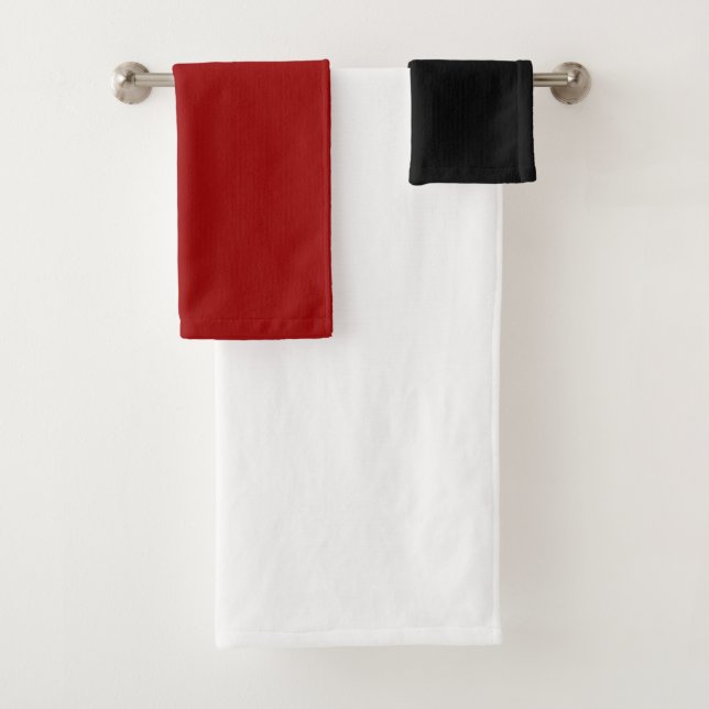 Black and red bath towel set (Insitu)