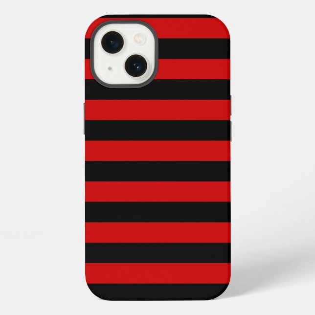 Black and Red Bold Stripes Pattern iPhone Case (Back)