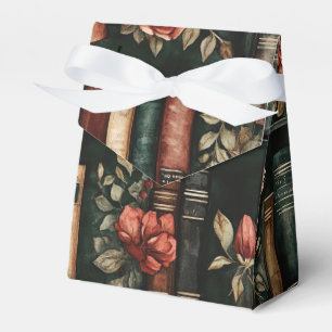 Black and Red Books with Flowers on Bookshelf Favour Box