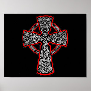 Black and red Celtic cross Poster