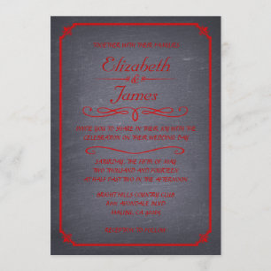 Black and Red Chalkboard Wedding Invitations