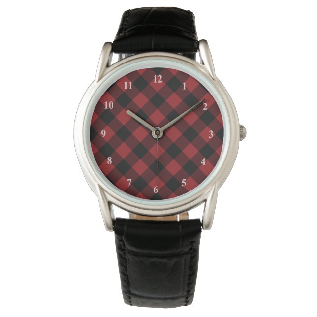 Black and Red Check Watch (Front)
