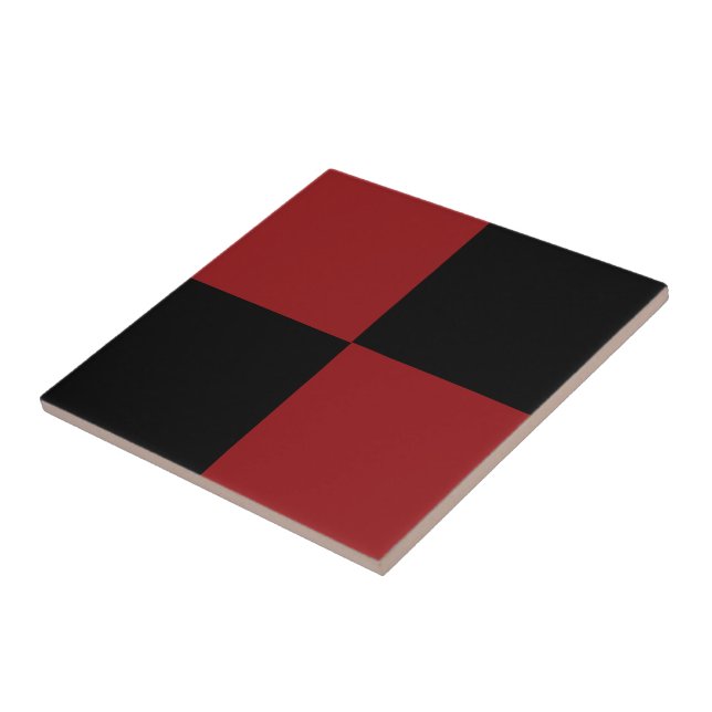Black and Red Checked Ceramic Tile (Side)