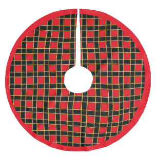 Black and Red Chequered Pattern Brushed Polyester Tree Skirt