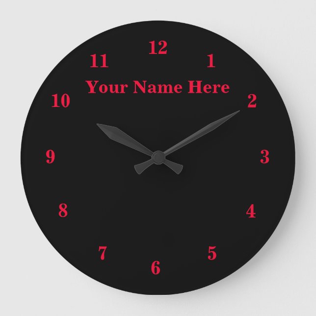 Black and Red Clock with Custom Text and Colors (Front)