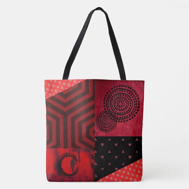 Black and red composition tote bag (Front)