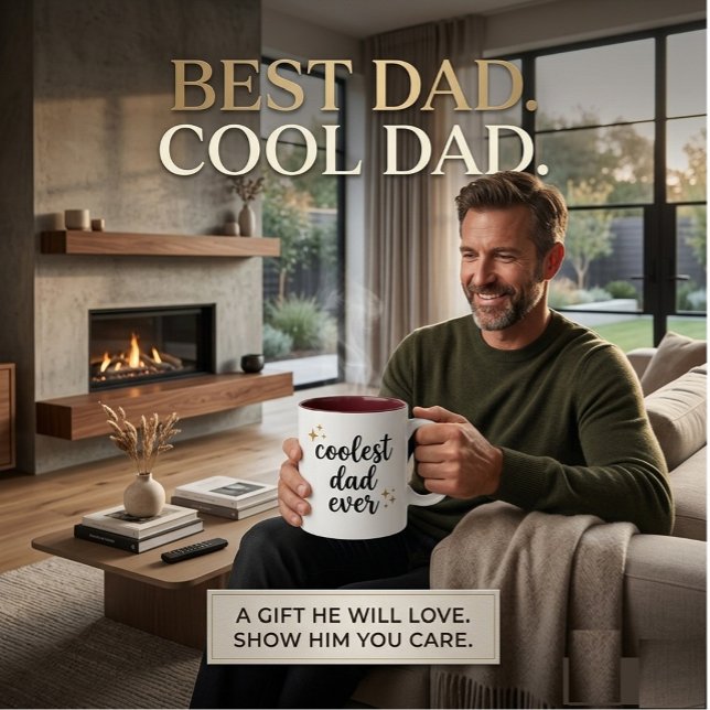 Black and Red Coolest Dad Ever Two-Tone Coffee Mug (Creator Uploaded)