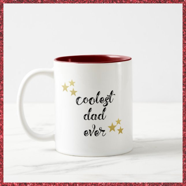 Black and Red Coolest Dad Ever Two-Tone Coffee Mug (Creator Uploaded)