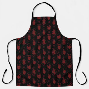 Black and Red Crimson Fantasy Dragon Dot Pattern Apron