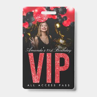 Black and Red Customisable VIP All Access Badge ID Badge