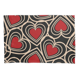 Black and Red Cute Simple Heart Pattern Pillowcase