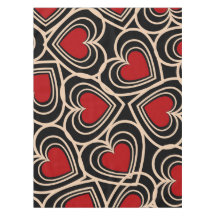 Black and Red Cute Simple Heart Pattern