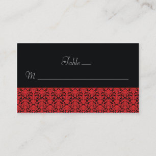 Black and Red Damask Place Cards