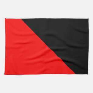 Black and Red diagonal flag Tea Towel