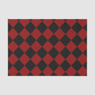 Black and Red Diamond Chequered Print Tissue Paper