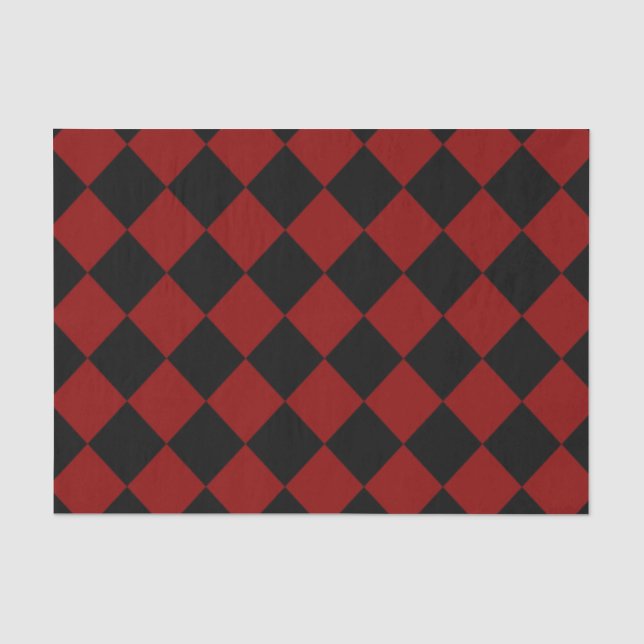 Black and Red Diamond Chequered Print Tissue Paper (Front)