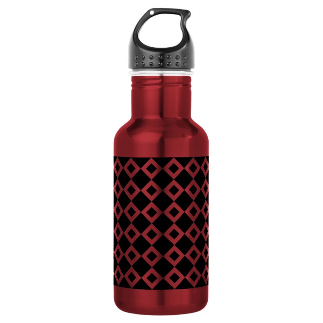Black and Red Diamond Pattern 532 Ml Water Bottle (Front)