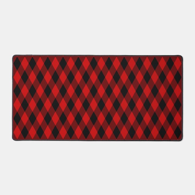 Black and Red Diamond Pattern  Desk Mat (Front)