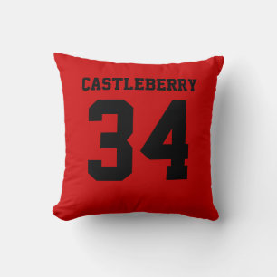 Black and Red Double-Sided Sports Jersey Cushion