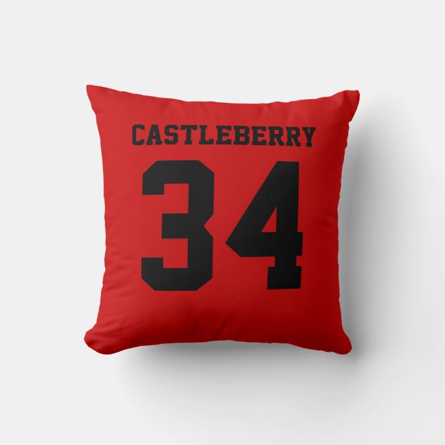 Black and Red Double-Sided Sports Jersey Cushion (Front)