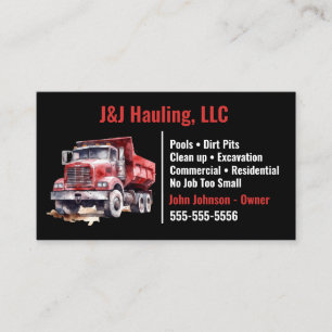 Black and Red Dump Truck Business Card