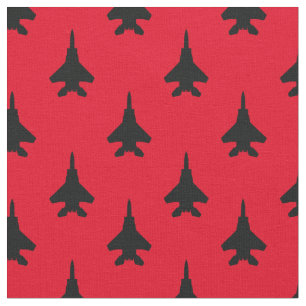 Black and Red Eagle Fighter Jet Pattern Fabric