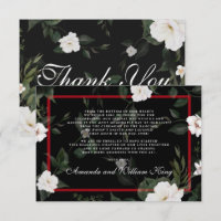 Black and Red Elegant Floral Wedding Thank You