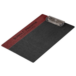 Black And Red Faux Leather Texture Clipboard