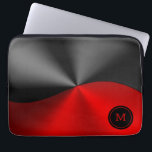 Black and red faux metallic geometric design laptop sleeve<br><div class="desc">Simple black and red shiny faux metallic texture stainless steel look. Optional monogram.</div>