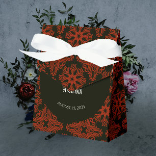 Black and Red Floral Gothic Dark Elegant Wedding Favour Box