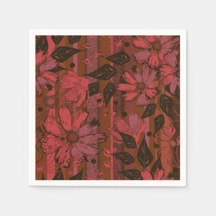 Black and red floral pattern. napkin