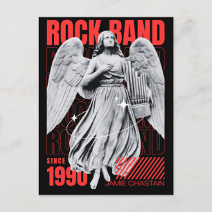 Black and Red Fun Rock Band Music Postcard