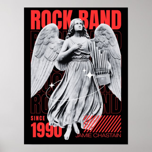 Black and Red Fun Rock Band Music Poster (Front)