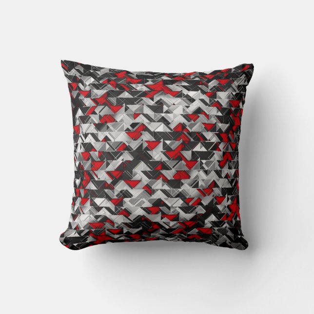 Black and Red Geometric Explosion Cushion (Front)