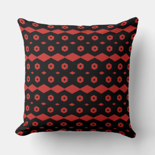 Black and Red Geometric Pattern Cushion