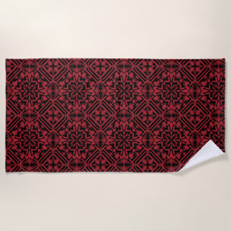 Black and red geometrical pattern beach towel
