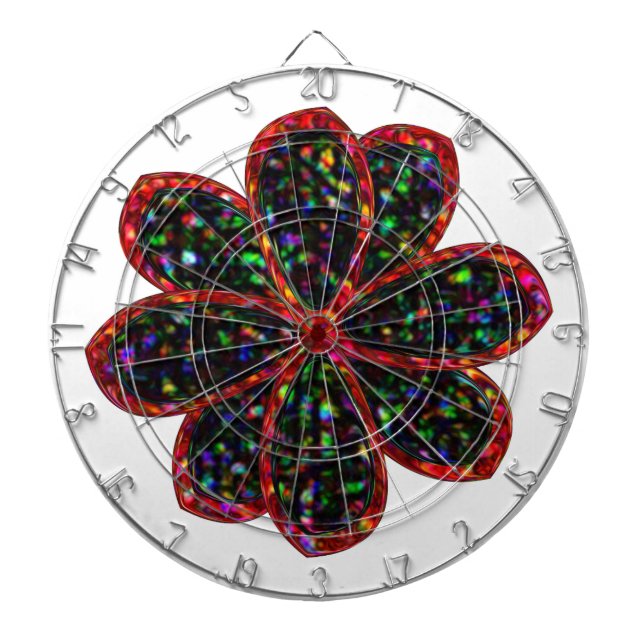 Black and Red Glitter Flower Dart Board (Front)