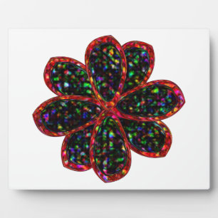 Black and Red Glitter Flower Plaque